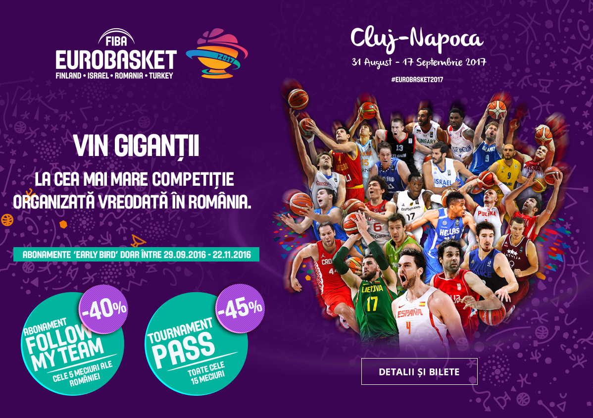 5.000 de bilete vândute la FIBA EUROBASKET 2017 în România, în mai puțin de o lună de la punerea pe piață a biletelor
