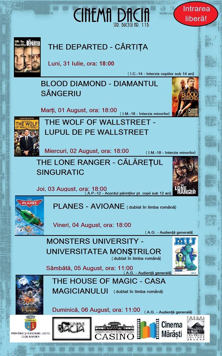 Ce filme rulează în această săptămână la Cinema Dacia din Mănăștur! INTRARE LIBERĂ