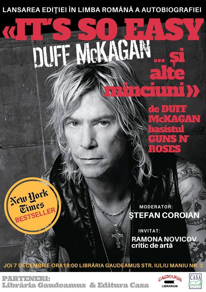 Lansarea cărţii „It’s so easy şi alte minciuni”, Duff McKagan, basistul trupei Guns N’Roses