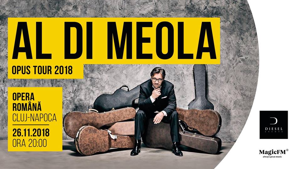 Al Di Meola își va încânta fanii cu melodiile de pe noul său album „Opus” într-un concert extraordinar luni, 26 Noiembrie, la Opera Națională Română din Cluj-Napoca