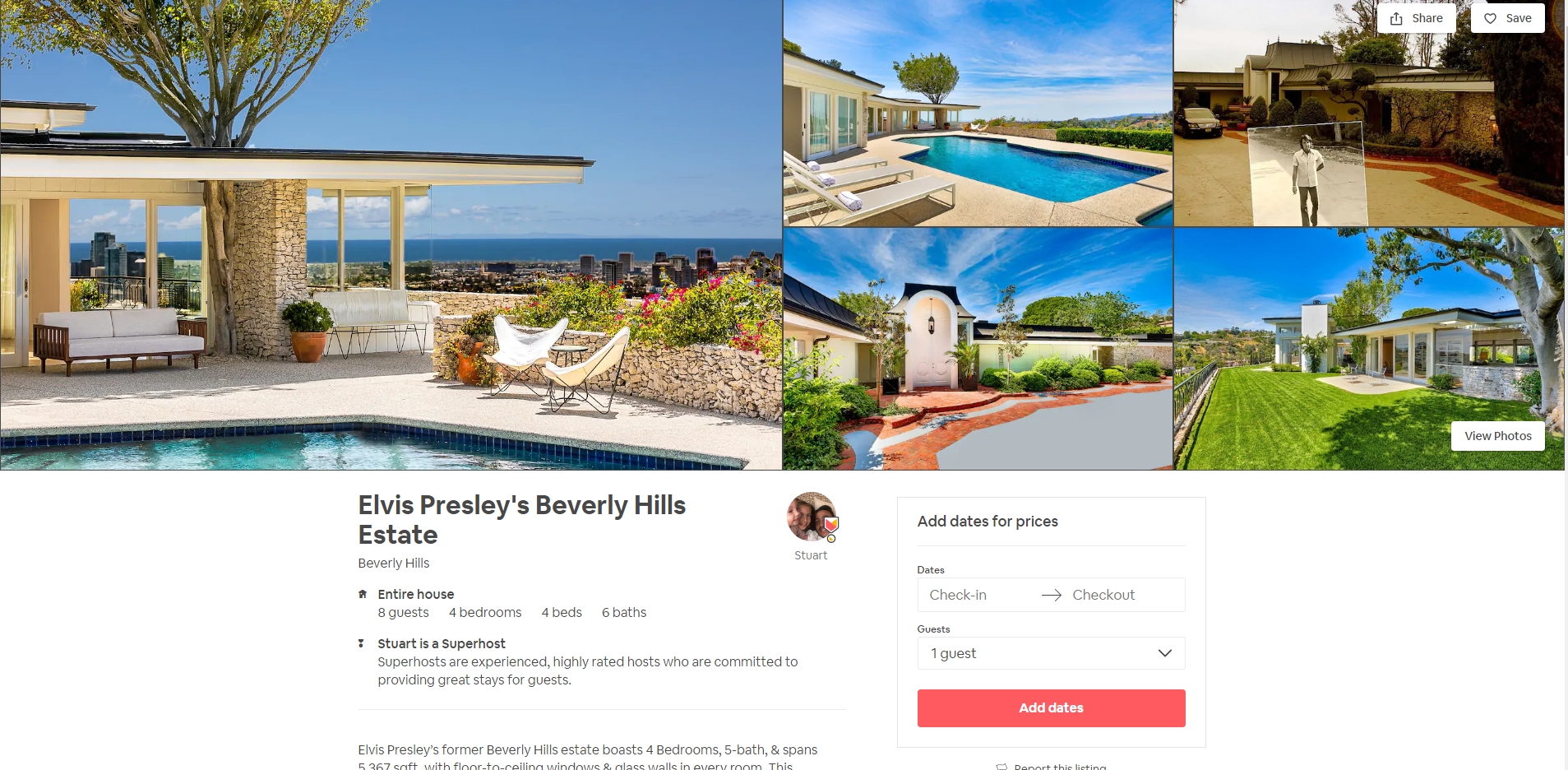 Casa lui Elvis Presley din Beverly Hills, disponibilă pe Airbnb