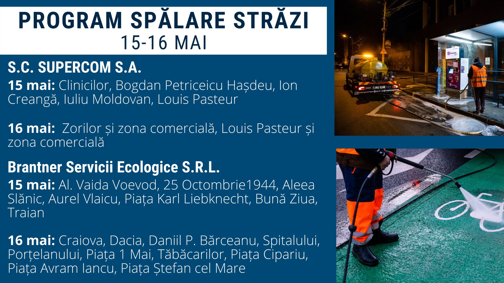 Cum arată programul de spălare a străzilor cu detergent din acest weekend la Cluj-Napoca
