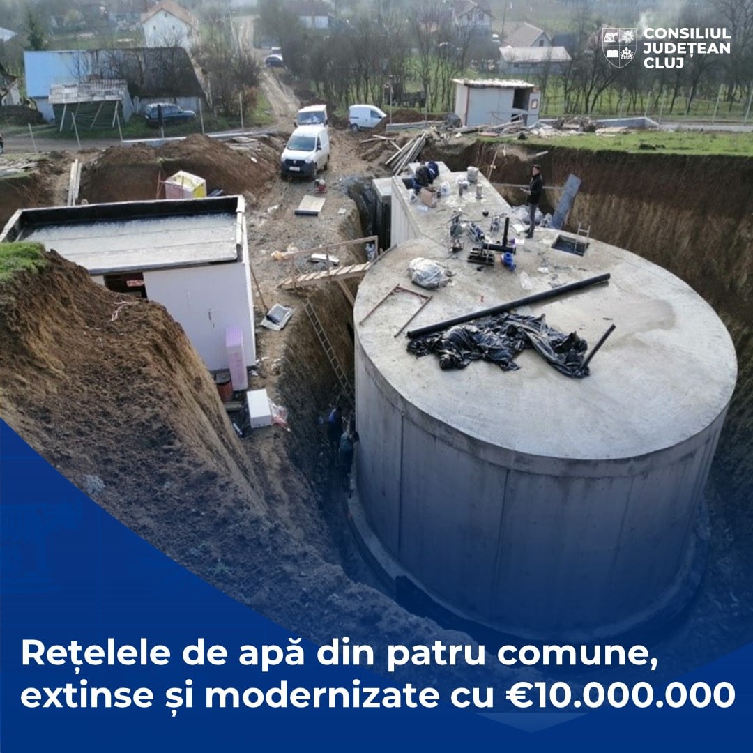 Rețeaua de apă din patru comune din județul Cluj, modernizată și extinsă pe fonduri europene