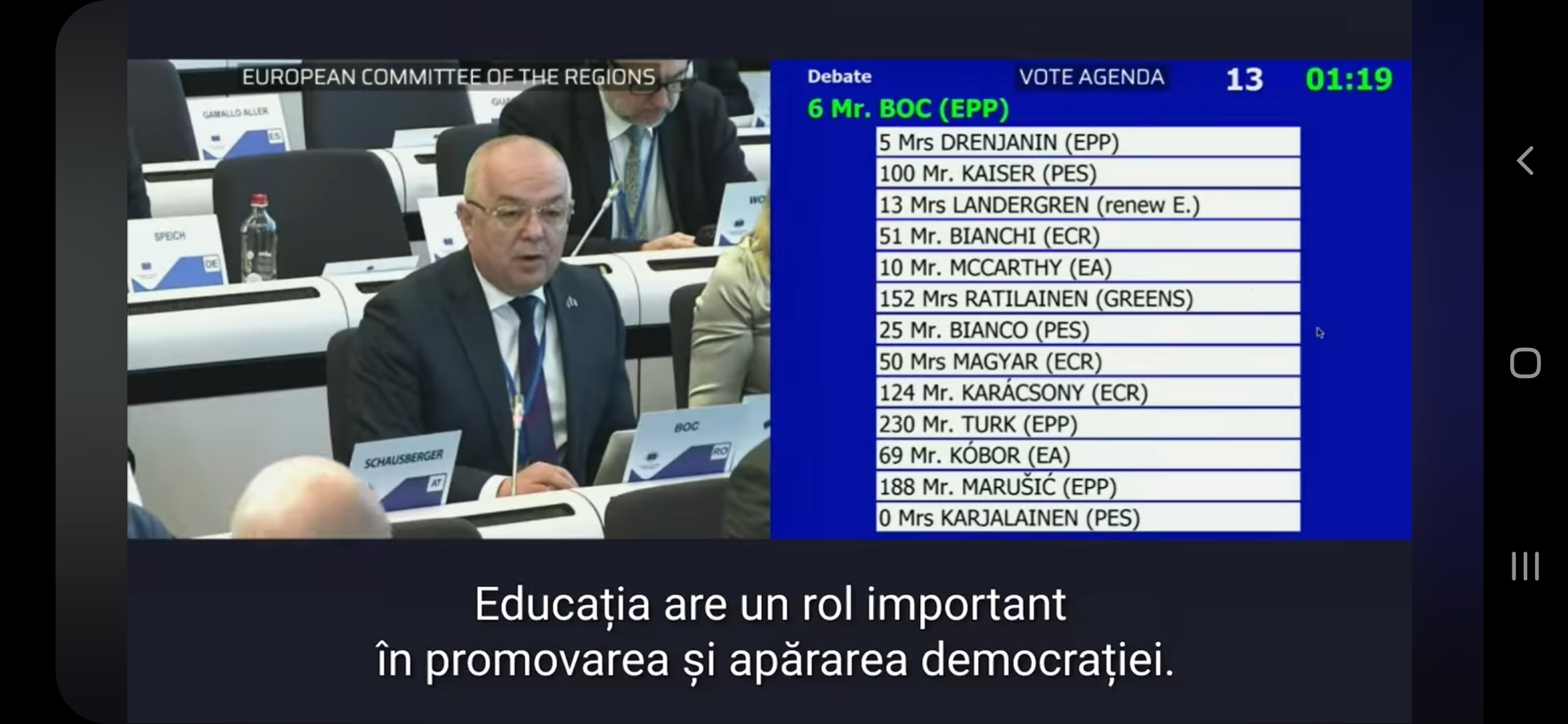 Primarul Emil Boc a ținut o pledoarie la Bruxelles despre educația în promovarea democrației