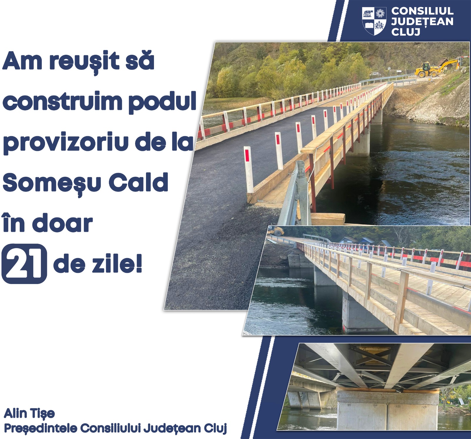 La Cluj s-a finalizat un pod provizoriu în 21 de zile, în zona Someșului Cald. Este liber pentru circulație
